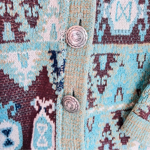 Soft Surroundings Tapestry Duster Long Sweater Cardigan Southwest Aztec - Picture 4 of 11